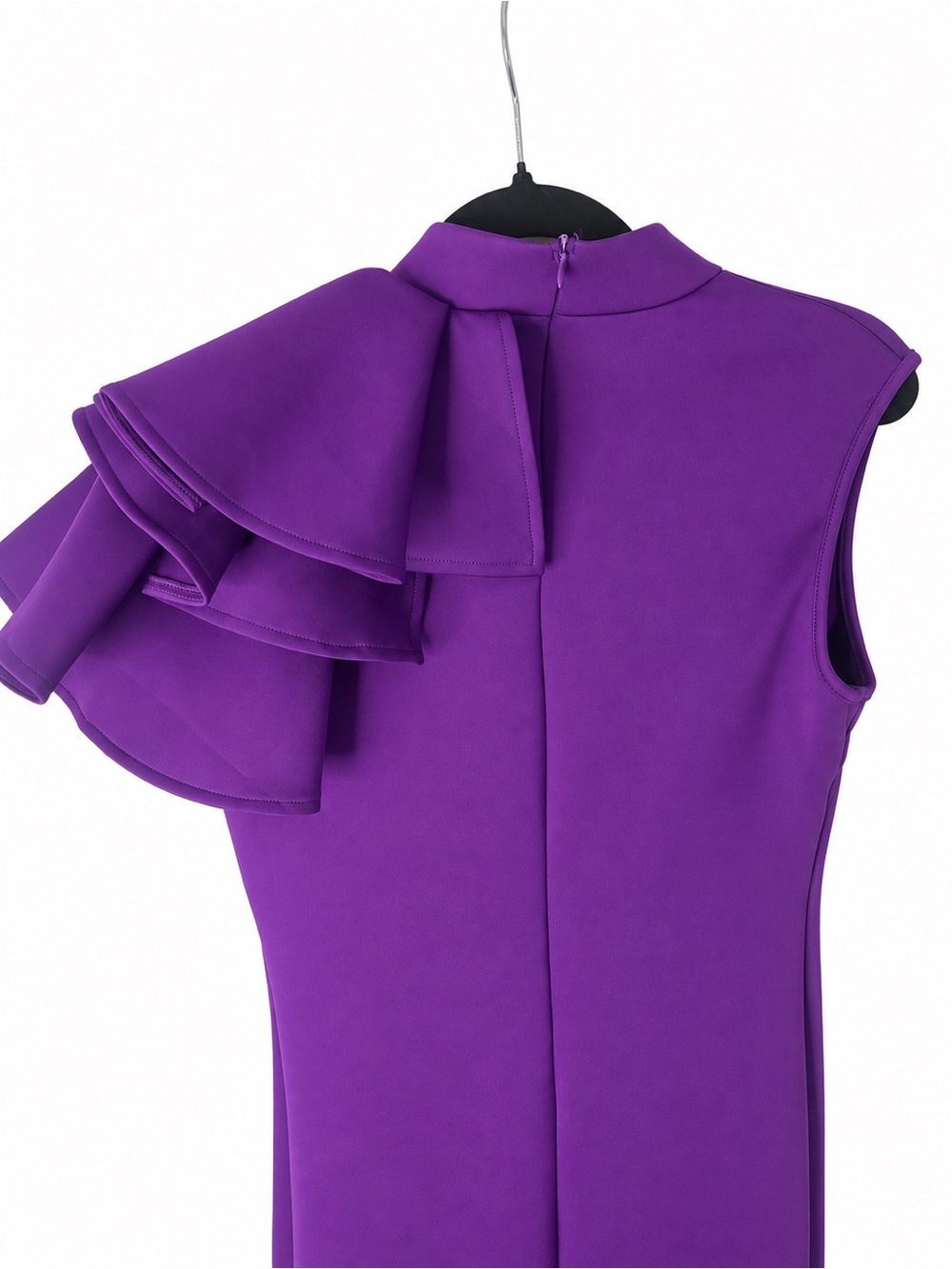 Purple One-Shoulder Ruffle Midi Dress - Picture 7 of 13